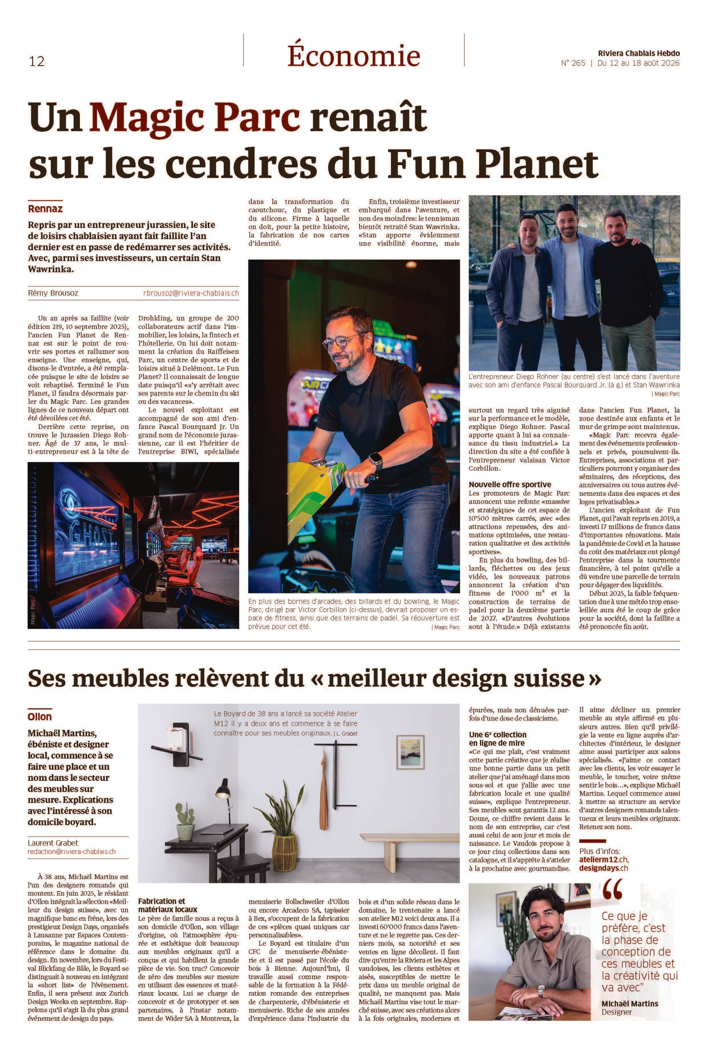 Interview Riviera-Chablais | Ses meubles relèvent du « meilleur design suisse »